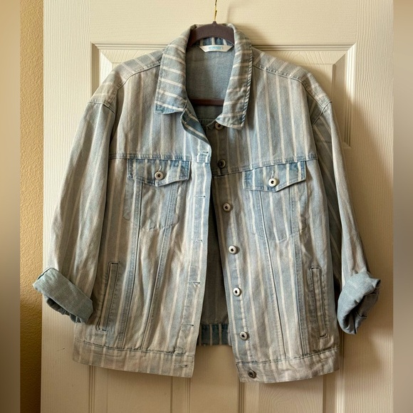 Striped Blue Denim Jacket by Highway Jeans in Size: Large - Picture 2 of 6